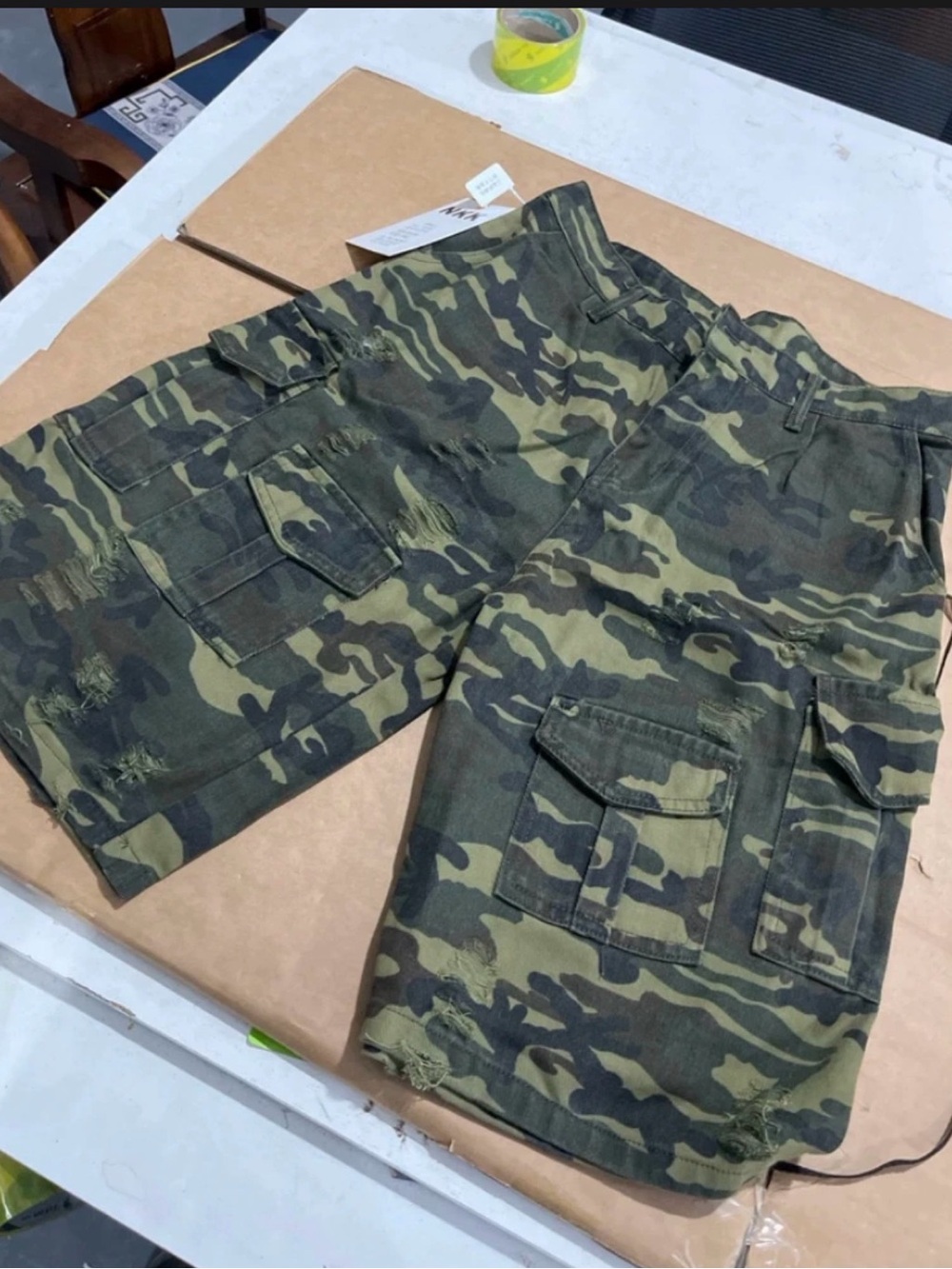 Men's Camouflage Cargo Shorts - Green Camo Utility Style